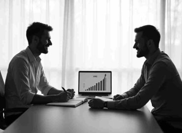 Zwei Personen in einer Besprechung zur NRW Landesbürgschaft.