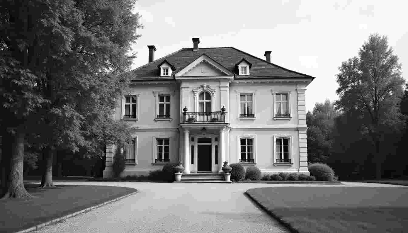 Elegante Villa mit großzügigem Garten als Symbol für Selbständig machen als Immobilienmakler.