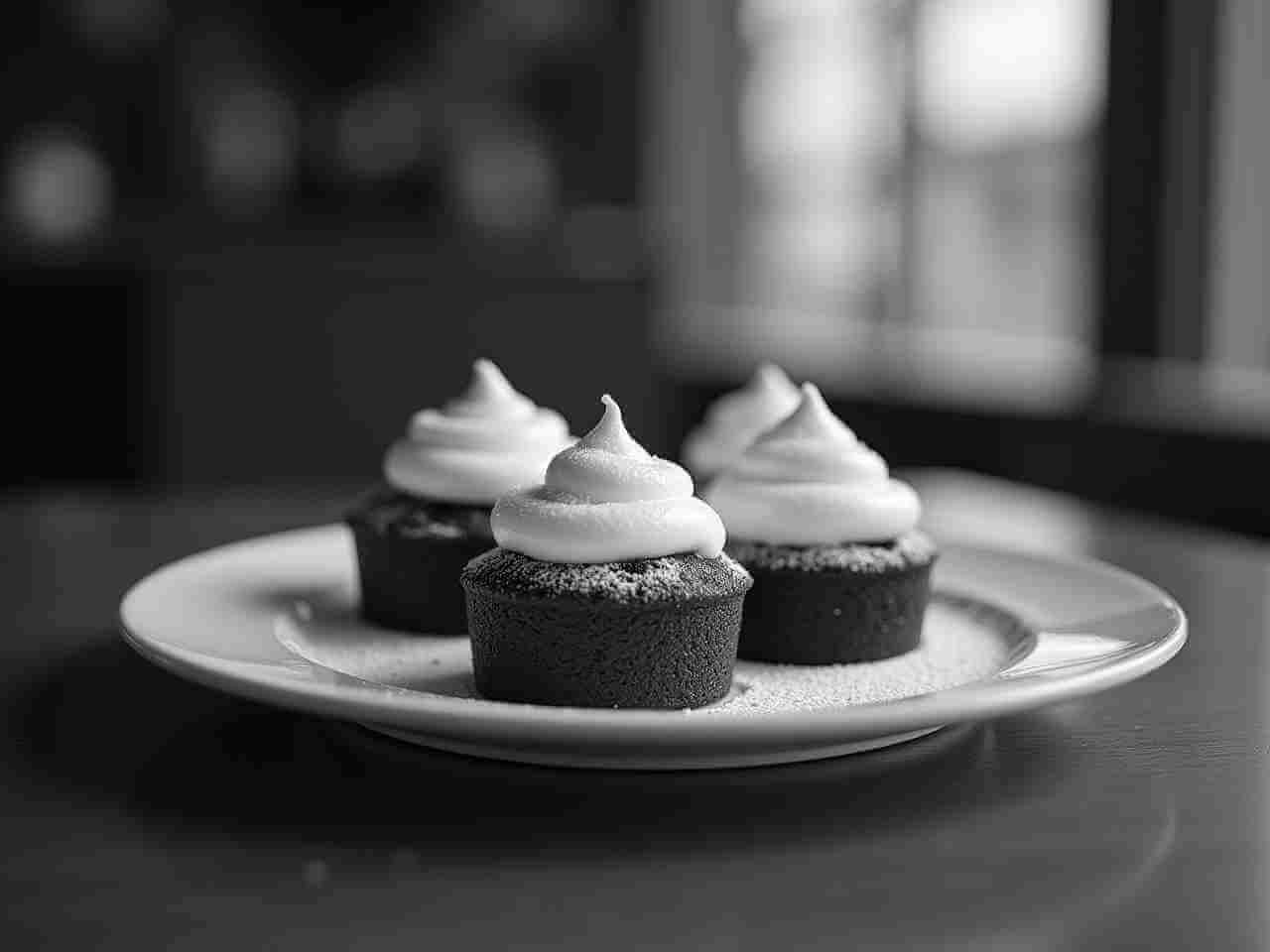 Drei Cupcakes auf einem Teller