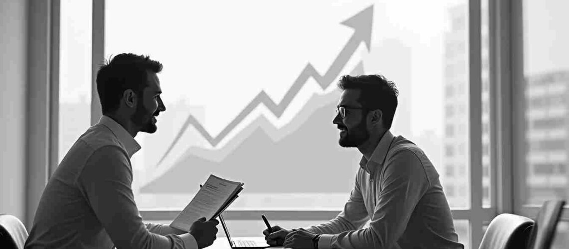 Was macht ein IT-Projektmanager? 1 Zwei Personen im Beratungsgespräch als Symbol für Was macht ein IT-Projektmanager