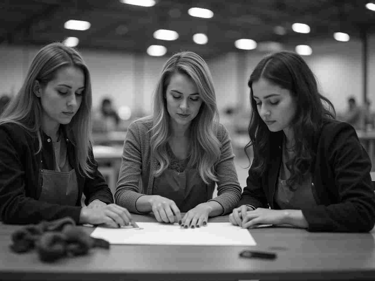 Drei Frauen besprechen Ihr Handwerk.